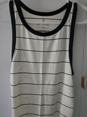 American Eagle White & Black Stripe, White, Green & Burgandy Tanks BUNDLE OF 4!